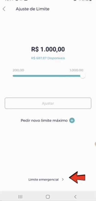 Captura de Tela: Digio App Ajuste de limite 